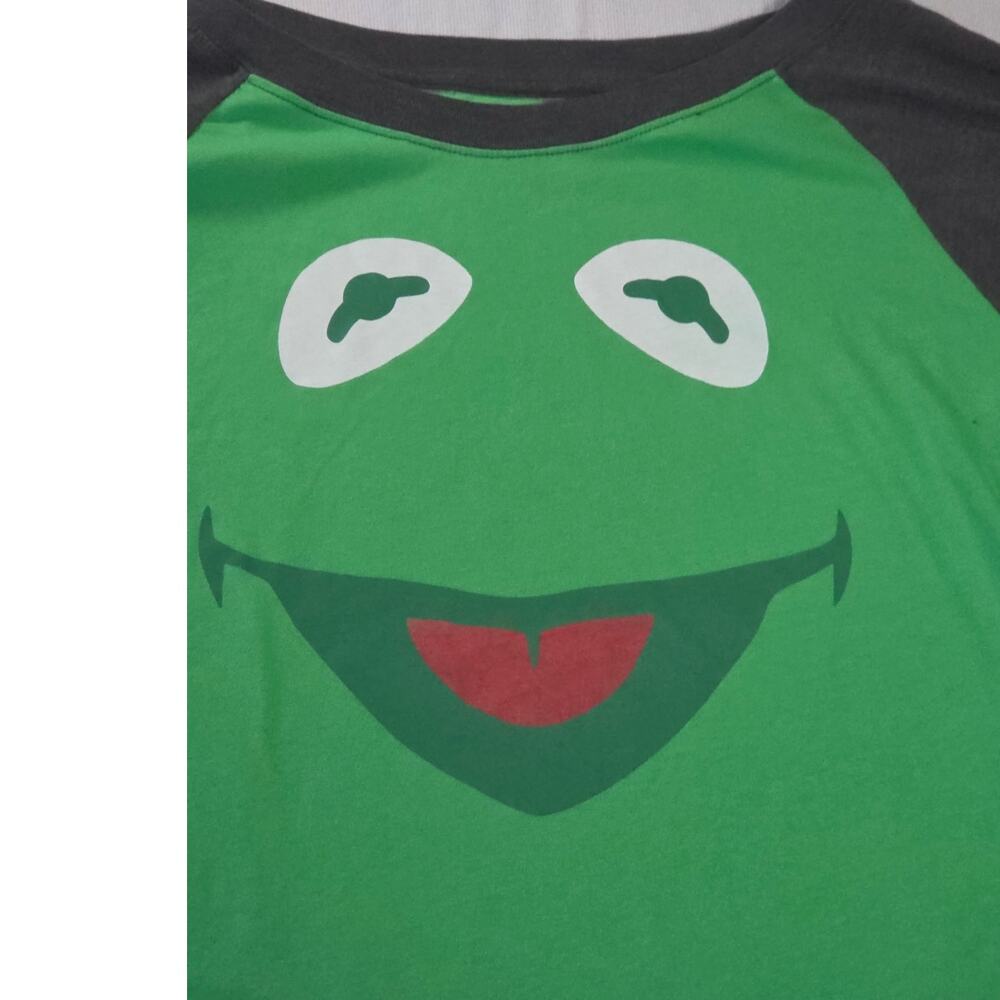 Kermit the Frog Muppets Raglan Tee XL Green Big Face